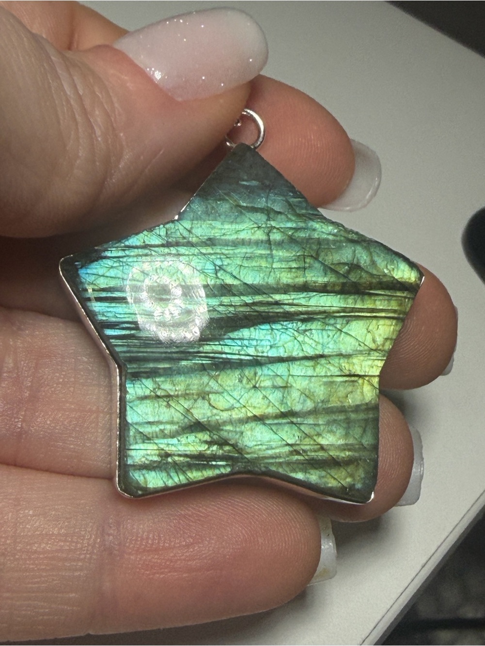 Labradorite Pendant | Green Flash | Star Shape | As Is | 2 Inches